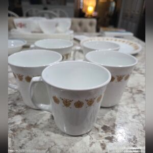 Set/5 Vintage Corelle Butterfly Gold D Handle Mugs Cottagecore